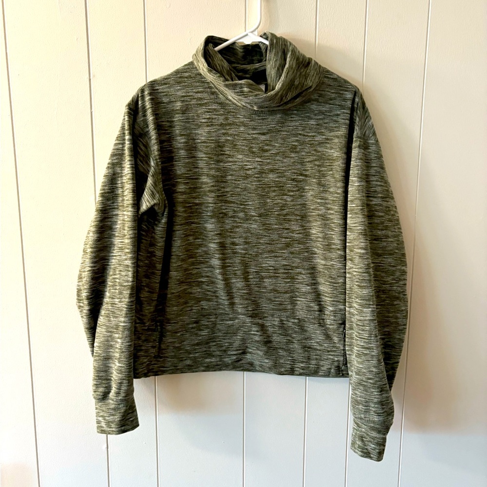 Avia Women's Large Athletic Top fleece warm front zip pocket Heather green